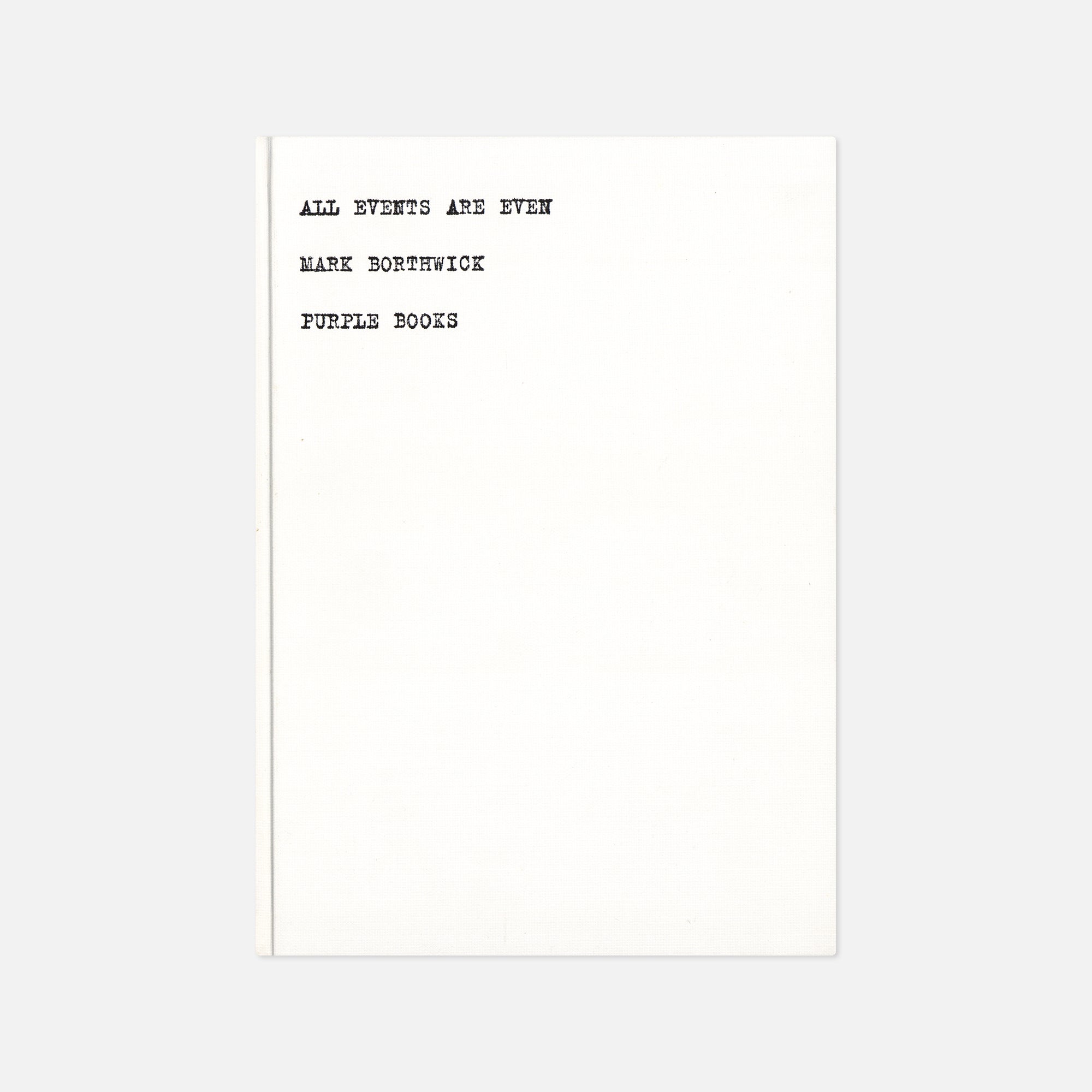 Mark Borthwick — All Events Are Even – Wolf Books